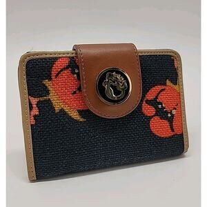 SPARTINA 449 Wallet Mary Lavinia Bifold Canvas Leather Logo W/ Zipped Coin Pockt